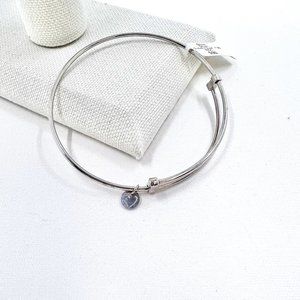 NWT - Sterling Silver Bangle 7” Bracelet w/ Heart Charm